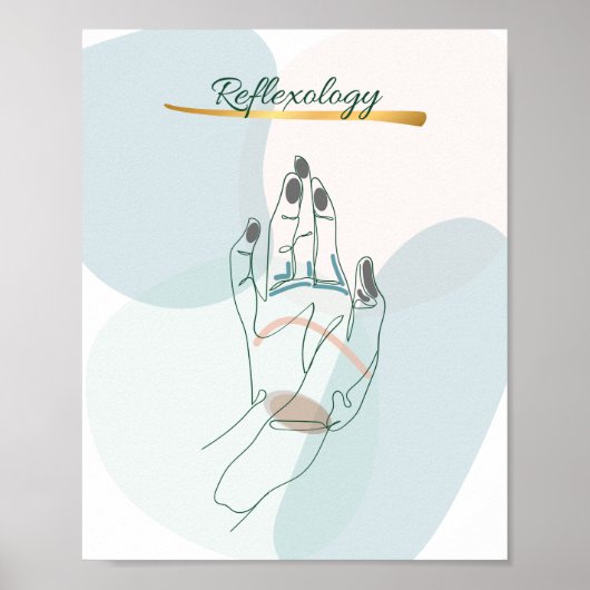 Abstract Reflexology Hand Map Neutral Tones ポスター (正面)