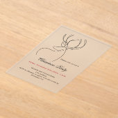 Abstract reindeer modern frosted Christmas Party アクリル招待状 (レイダウン)