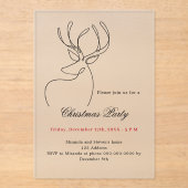 Abstract reindeer modern frosted Christmas Party アクリル招待状 (正面)