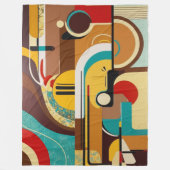 Abstract Retro Art | Yellow & Brown Design フリースブランケット (正面)
