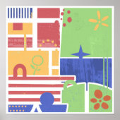 Abstract Retro Block Art ポスター (正面)