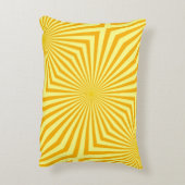 Abstract Retro Bright Yellow Sunbeam Pattern アクセントクッション (裏面(縦))