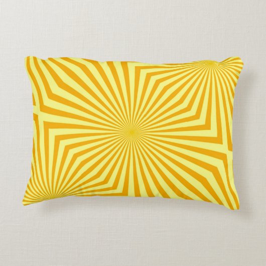 Abstract Retro Bright Yellow Sunbeam Pattern アクセントクッション (裏面)