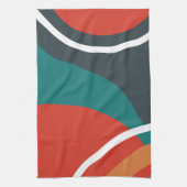 Abstract retro colors line art キッチンタオル (縦)