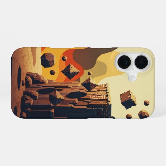 Abstract Retro-Gaming Floating Cliffs iPhone 16ケース (裏面横)
