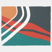 Abstract retro red blue white line art フリースブランケット (正面(横))