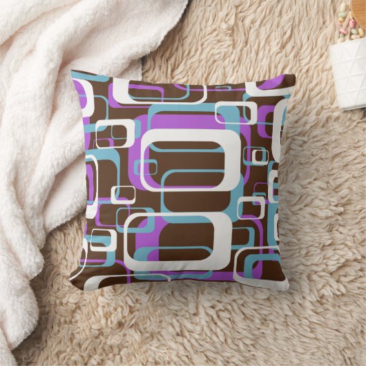 Abstract Retro Swinging 60s Geometric Pattern クッション (ブランケット)