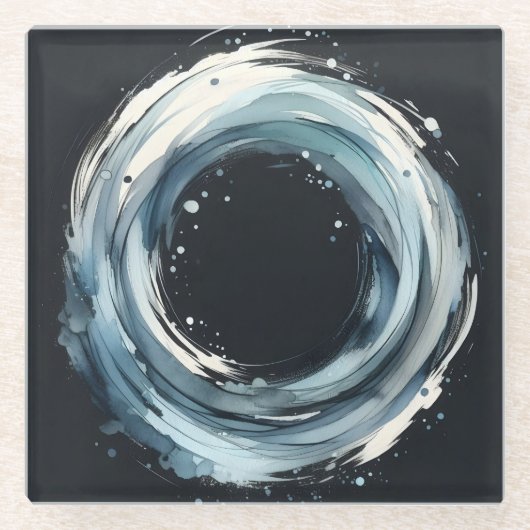 abstract ring in watercolor style ガラスコースター (正面)
