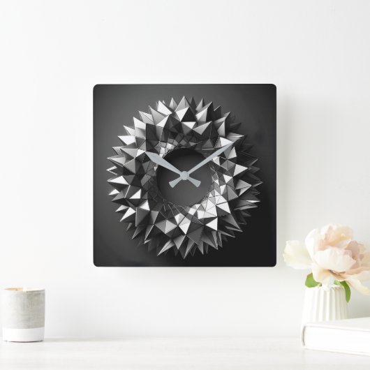abstract ring with irregular pyramides スクエア壁時計 (ホーム)