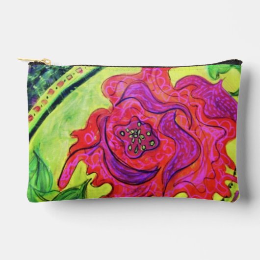 Abstract Rose Art Zip Pouch-Original Painting Bag アクセサリーポーチ (正面)