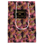 Abstract rose gold black leopard watercolor ミディアムペーパーバッグ (裏面)