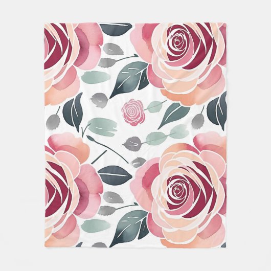 Abstract Roses In Pastel Colors  フリースブランケット (正面)
