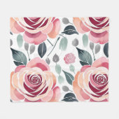 Abstract Roses In Pastel Colors  フリースブランケット (正面(横))