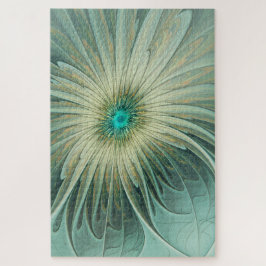 Abstract Sage Green Fantasy Flower Fractal Art ジグソーパズル