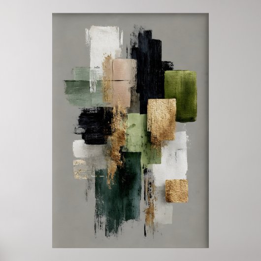 Abstract Sage Green Minimal Print, Printable Art ポスター (正面)