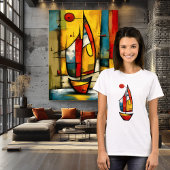 Abstract Sailboat | Expressionist Nautical Art  Tシャツ