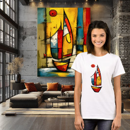 Abstract Sailboat | Expressionist Nautical Art  Tシャツ