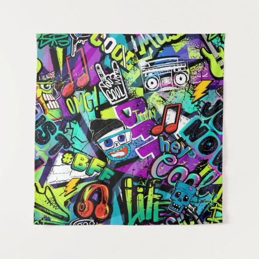 Abstract seamless cartoon pattern. Repeated with m タペストリー (正面)