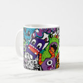 Abstract seamless comics monsters. Cartoon mutant コーヒーマグカップ (正面左)