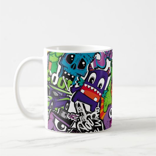 Abstract seamless comics monsters. Cartoon mutant コーヒーマグカップ (左)