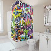 Abstract seamless comics pattern with palm tree, h シャワーカーテン (インサイチュ)