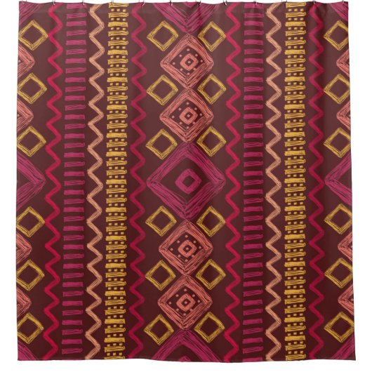 Abstract seamless hand drawn ethnic pattern. シャワーカーテン (正面)