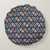 Abstract seamless hand drawn tribal pattern in tre ラウンドクッション (裏面)