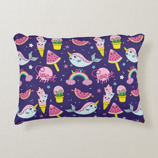 Abstract seamless ice cream pattern. Creative vint アクセントクッション (正面)