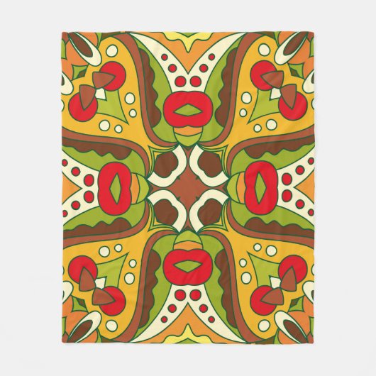 Abstract seamless pattern in oriental ethnic style フリースブランケット (正面)