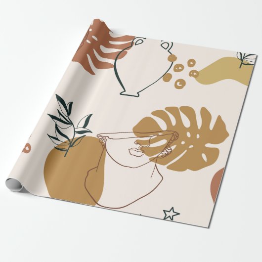 Abstract seamless pattern of Greek sculpture head ラッピングペーパー (アンロールド)