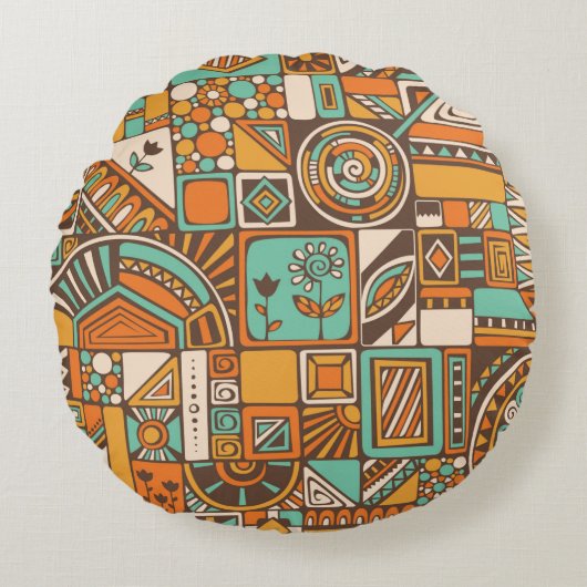 Abstract seamless pattern with geometric elements. ラウンドクッション (正面)