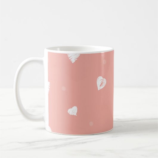 Abstract seamless pattern with hand drawing hearts コーヒーマグカップ (左)