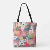 Abstract seamless pattern with houses. Watercolor  トートバッグ (裏面)