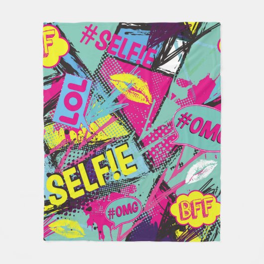 Abstract seamless pattern with Pop art comicspeech フリースブランケット (正面)