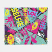 Abstract seamless pattern with Pop art comicspeech フリースブランケット (正面(横))