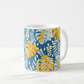 Abstract seamless pattern with tropical leaves and コーヒーマグカップ (正面右)