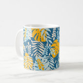 Abstract seamless pattern with tropical leaves and コーヒーマグカップ (正面左)