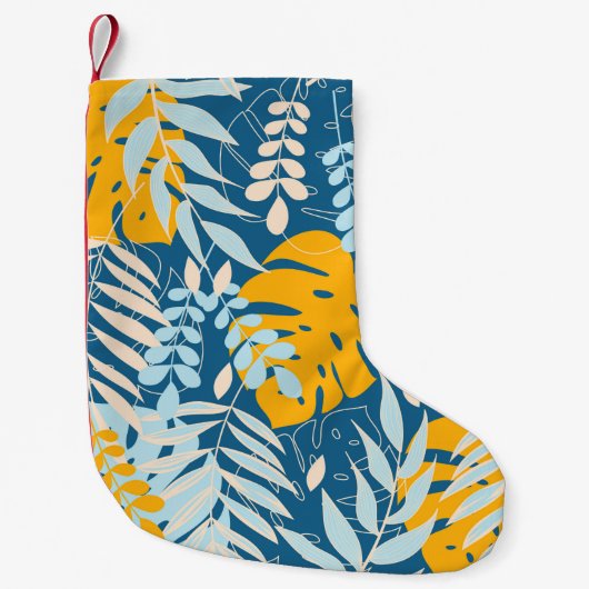 Abstract seamless pattern with tropical leaves and スモールクリスマスストッキング (正面)