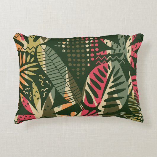 Abstract seamless pattern with tropical leaves. Ha アクセントクッション (正面)
