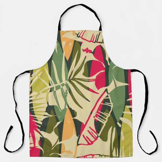 Abstract seamless pattern with tropical leaves. Ha エプロン (正面)