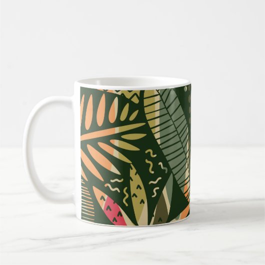 Abstract seamless pattern with tropical leaves. Ha コーヒーマグカップ (左)