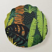 Abstract seamless pattern with tropical leaves. Ha ラウンドクッション (裏面)