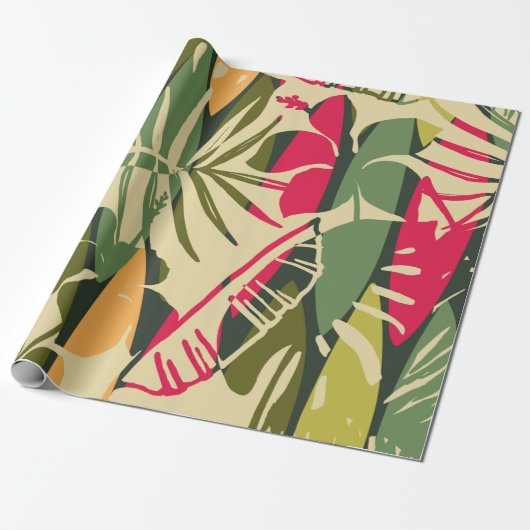Abstract seamless pattern with tropical leaves. Ha ラッピングペーパー (アンロールド)
