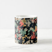 Abstract seamless puzzle pattern with puzzle, squa コーヒーマグカップ (中央)