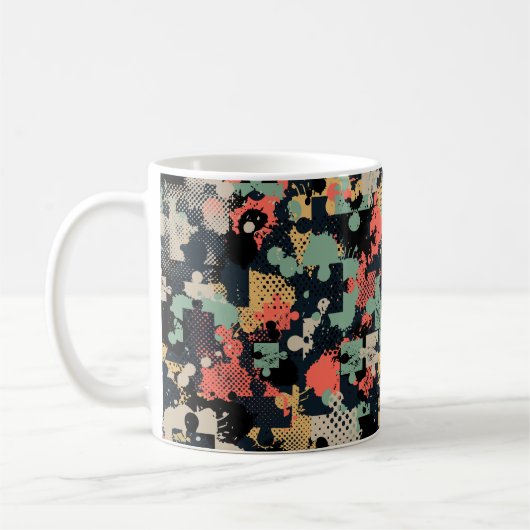 Abstract seamless puzzle pattern with puzzle, squa コーヒーマグカップ (左)
