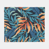 Abstract seamless tropical pattern with pastel pla フリースブランケット (正面(横))