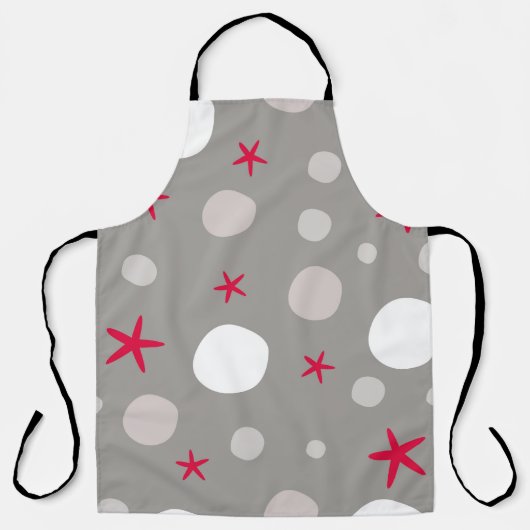 Abstract seamless vintage pattern on grey backgrou エプロン (正面)