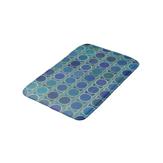 Abstract Shades of Blue Circle Pattern バスマット (アングル)