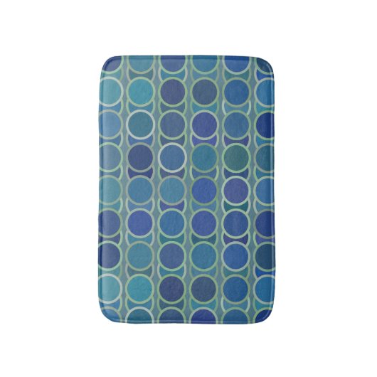 Abstract Shades of Blue Circle Pattern バスマット (正面縦)