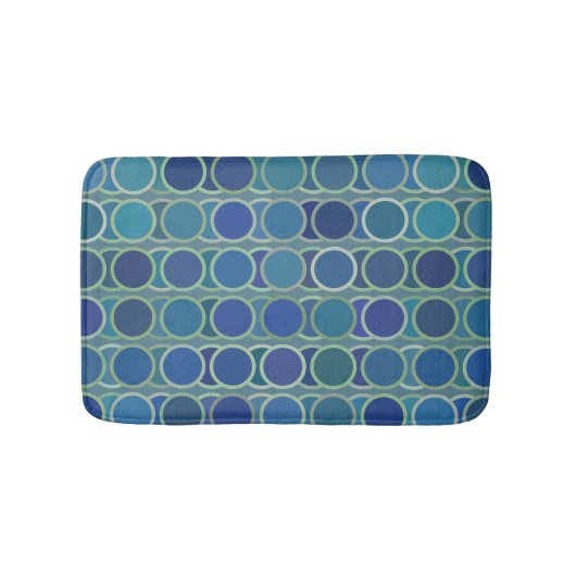 Abstract Shades of Blue Circle Pattern バスマット (正面)